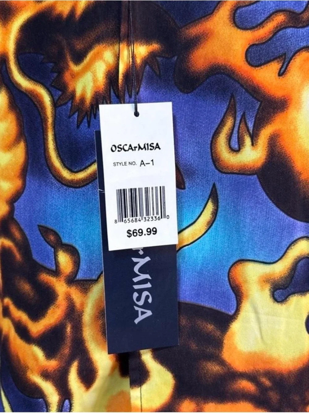 Men's Oscar misa Dragon Print Short-Sleeve Button-Down Shirt Y2K streetwear